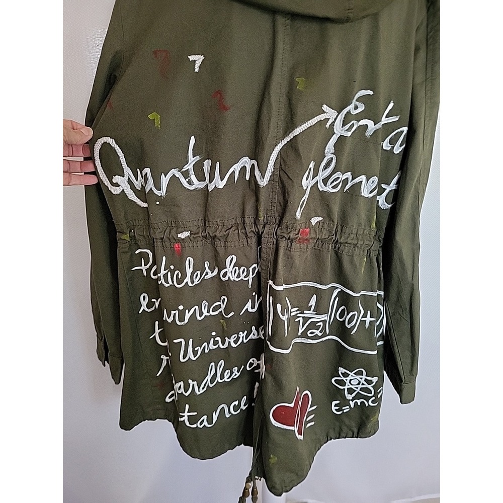 Brave Soul Hooded Utility Jacket Women's 12 Khaki Physics Theme Wearable Art - Picture 5 of 13